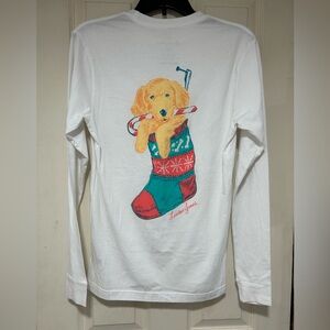 Lauren James Christmas White Long Sleeve Shirt with Festive Dog Print